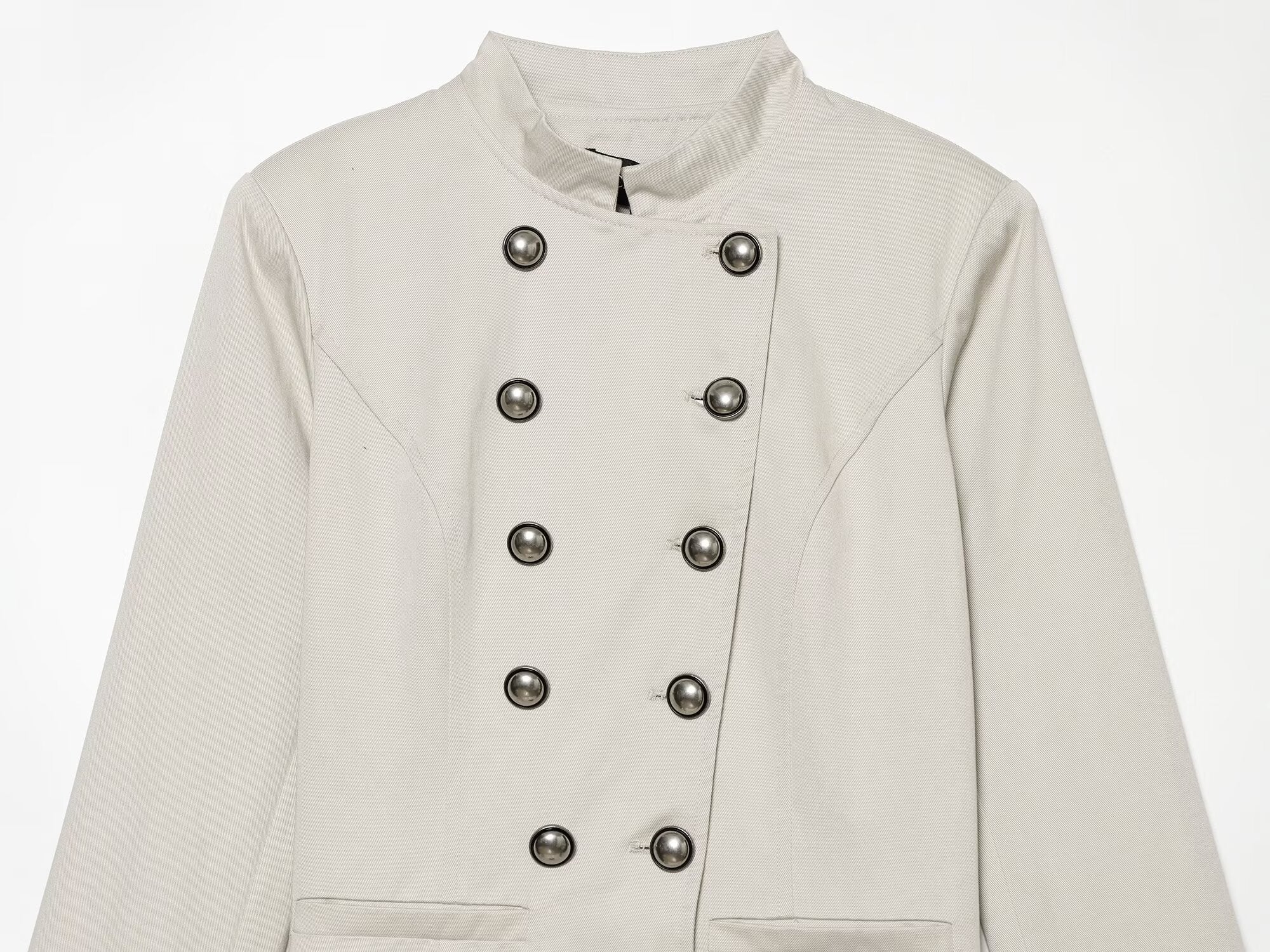 Women's slim stand collar double breasted jacket