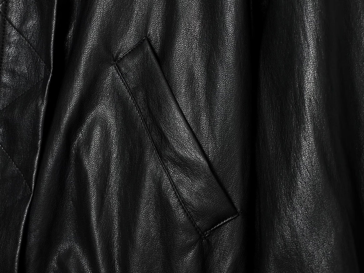 Women's leather effect short pilot jacket Coat