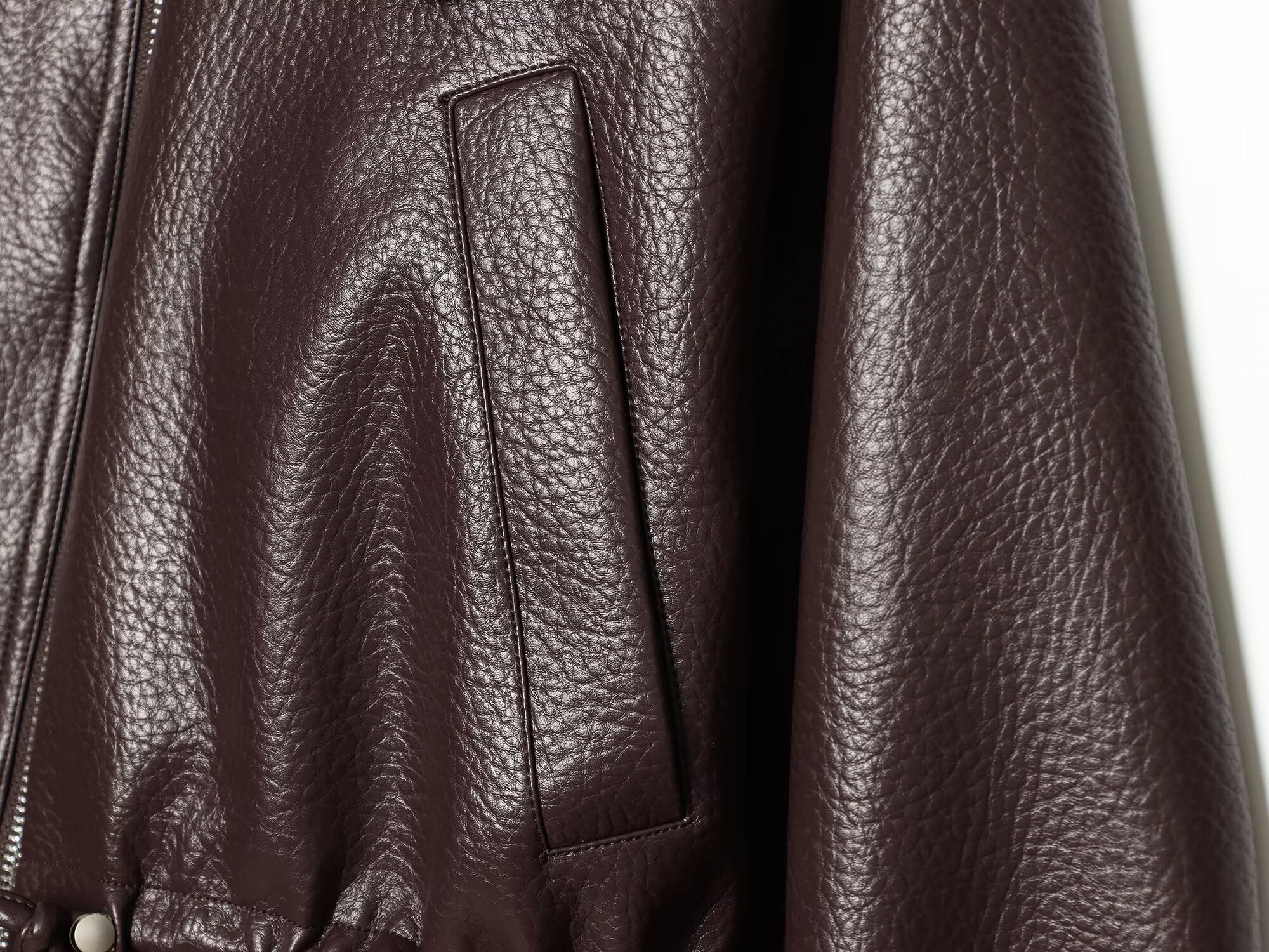 Women's with drawstring casual faux leather jacket