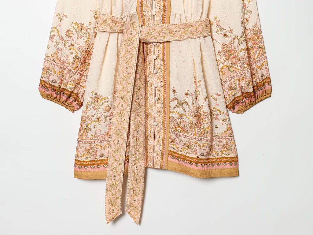 Women's vacation style V-neck printed dress