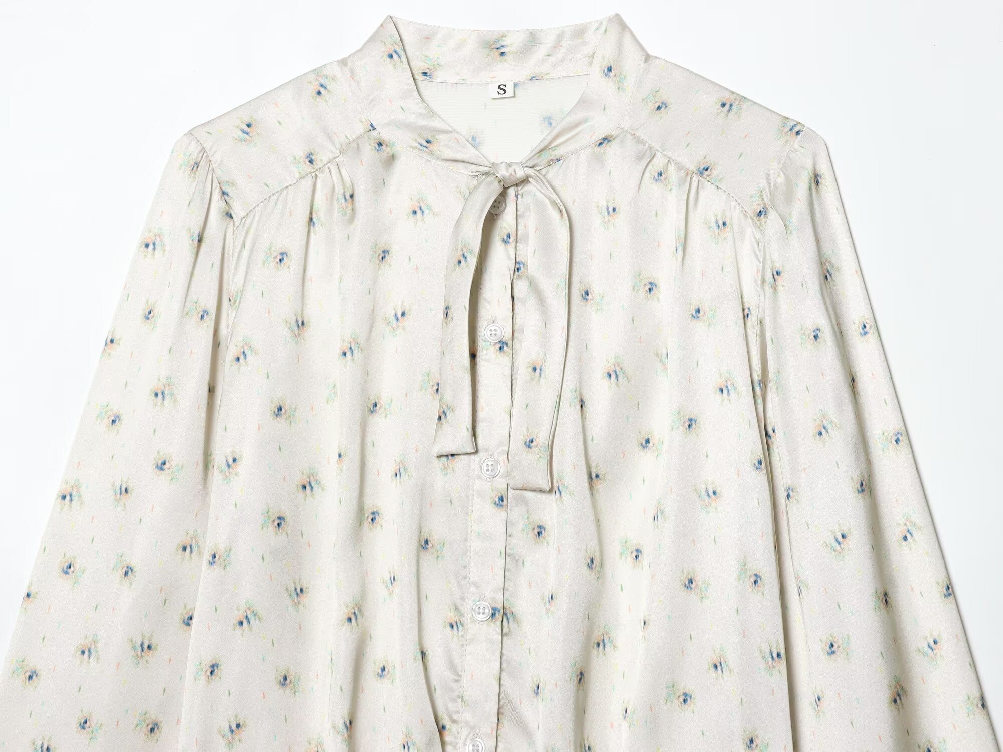 Women's bow decoration printed shirt