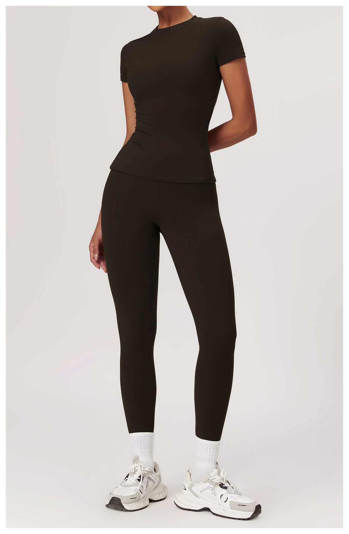 Women's Suit New Fashion Outdoor Running Short-sleeved Fitness Jacket High Waist Hip Quick-drying Yoga Pants.