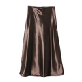 Women's slim satin texture A-line MIDI skirt