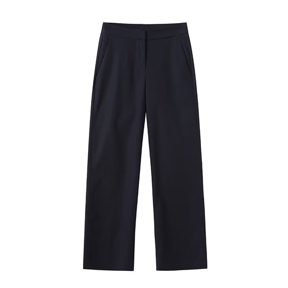 Women's slim versatile linen blend straight pants