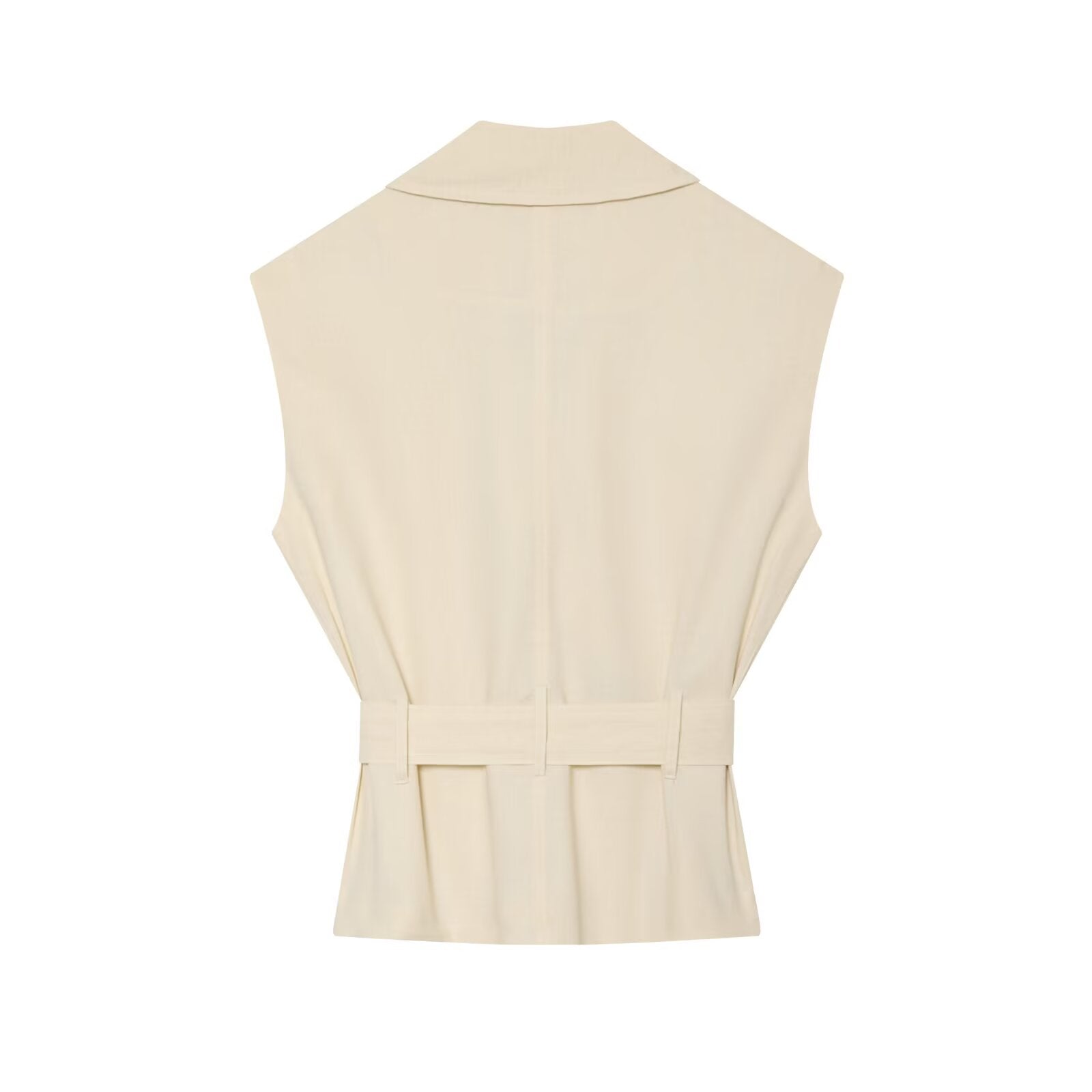 Women's with Belt sleeveless linen blend vest