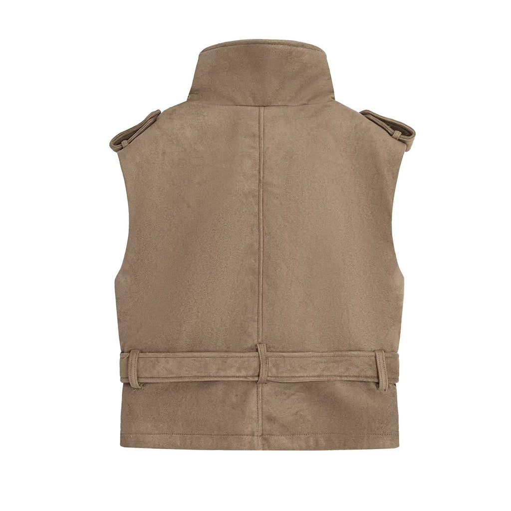 Women's Anti suede effect double breasted vest