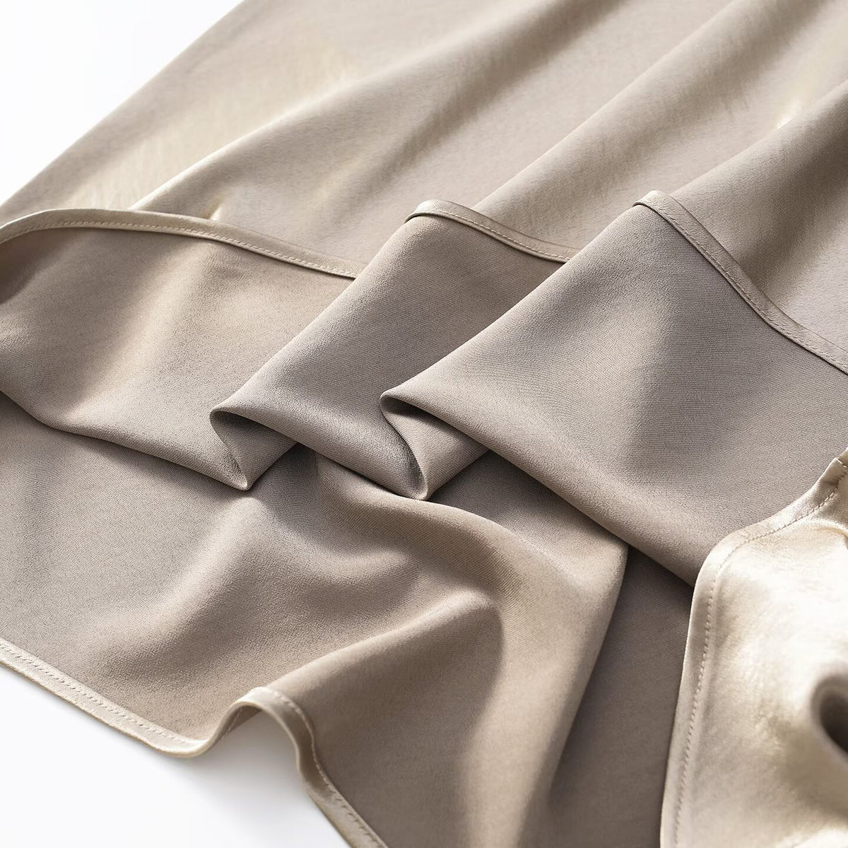 Women's slim satin texture A-line MIDI skirt