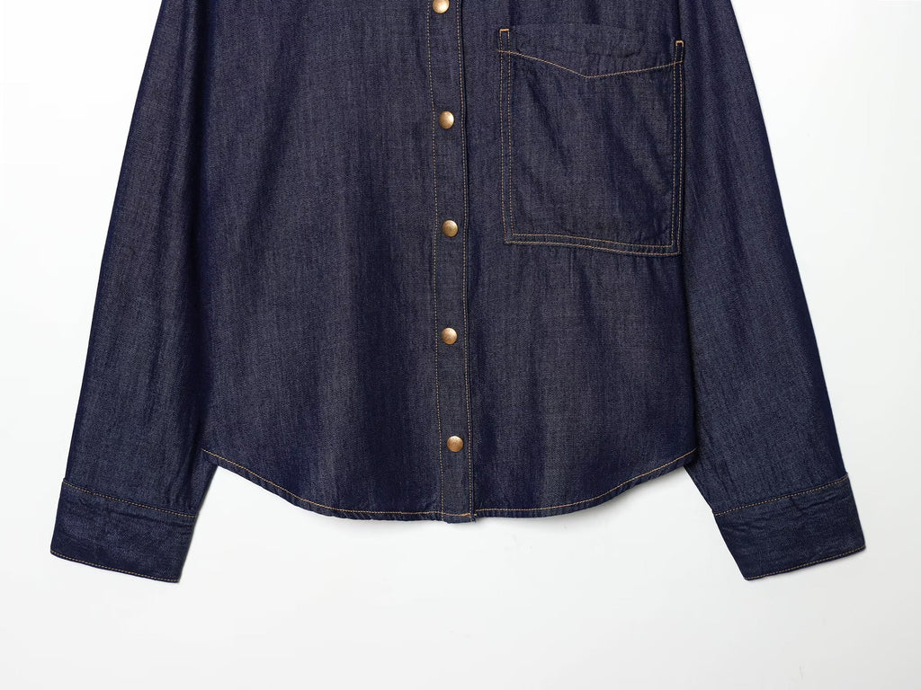 suit Women's 2 pieces loose Lapel denim shirt+Jeans