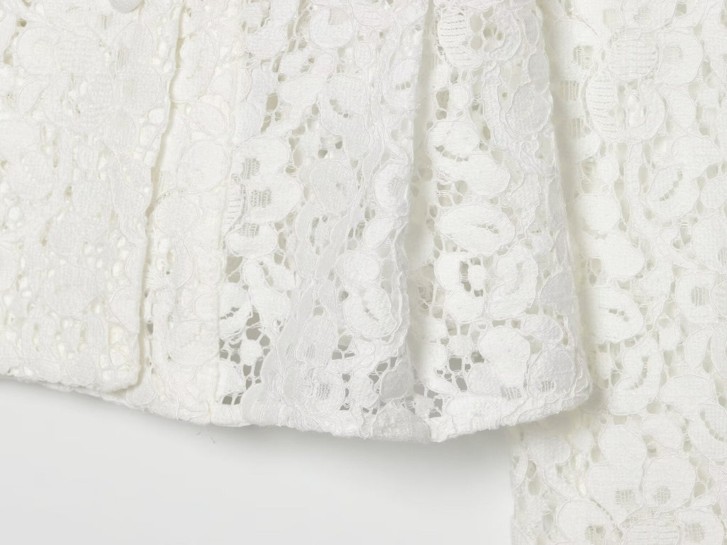 Women's lace O Neck double breasted Coat