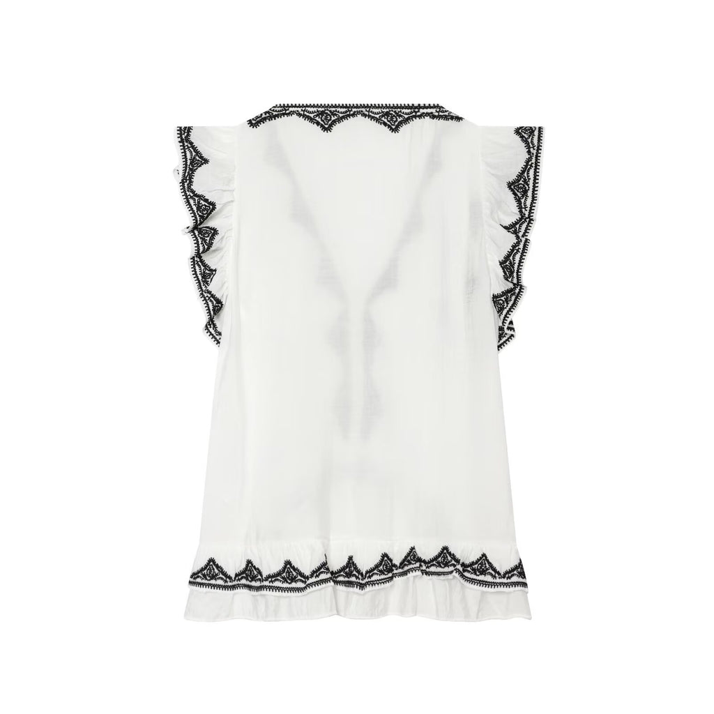 Women's contrasting embroidered top