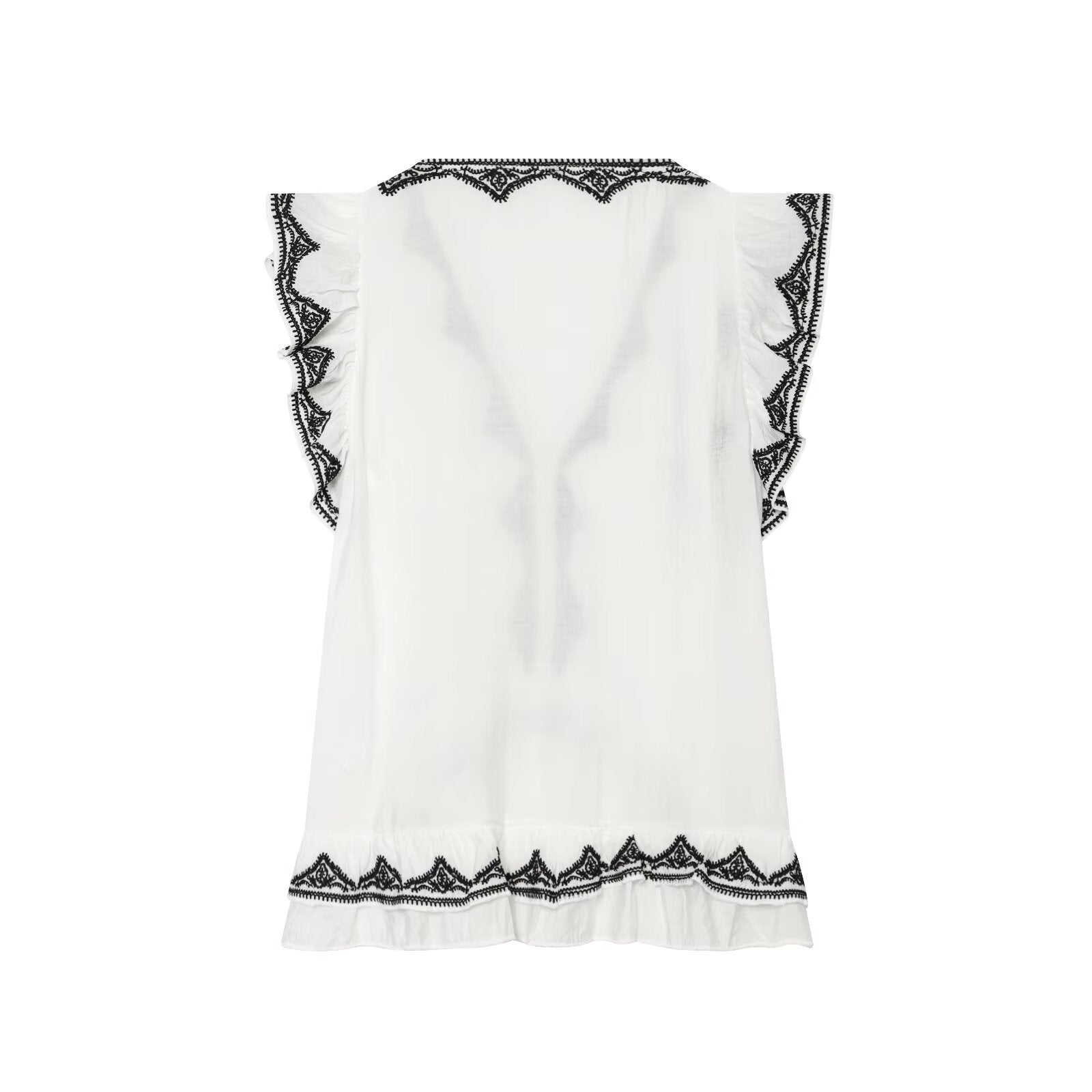 Women's contrasting embroidered top