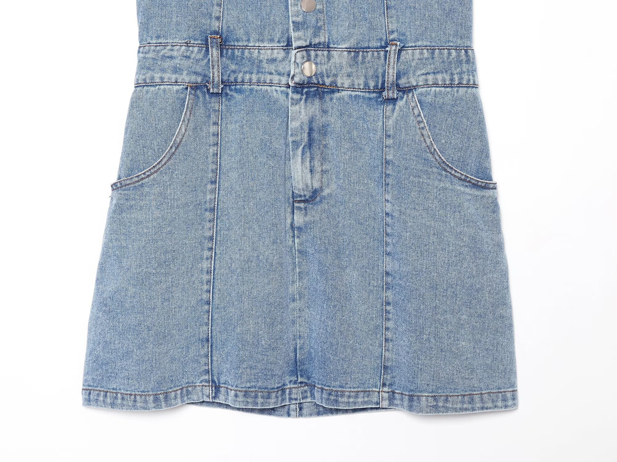 Women's flip hanging collar denim mini dress