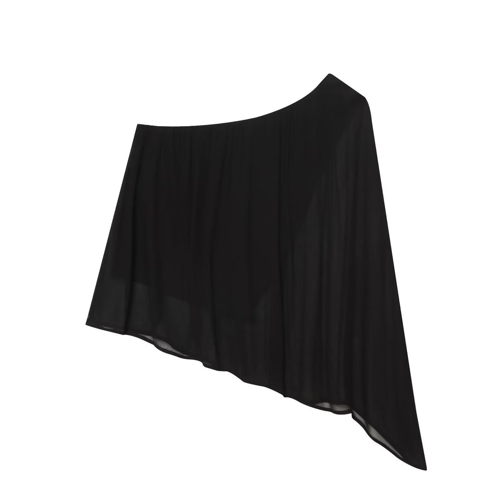 Women's loose sloping shoulder irregular top