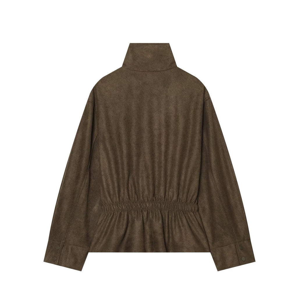 Women's with belt suede texture effect Coat