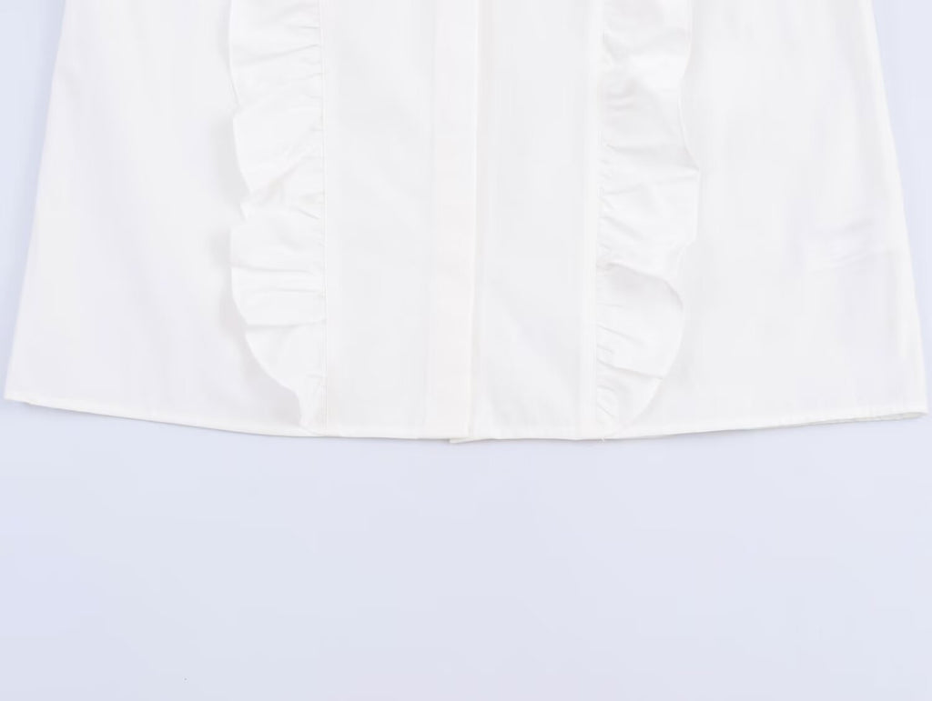 Women's Lapel beaded Decorative poplin shirt