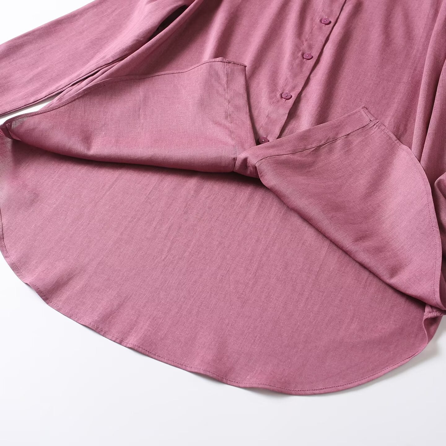 Women's loose linen blended Lapel shirt