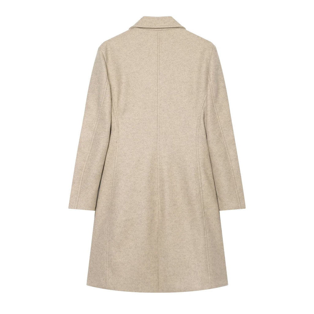 Women's with shoulder pads long style soft textured coat