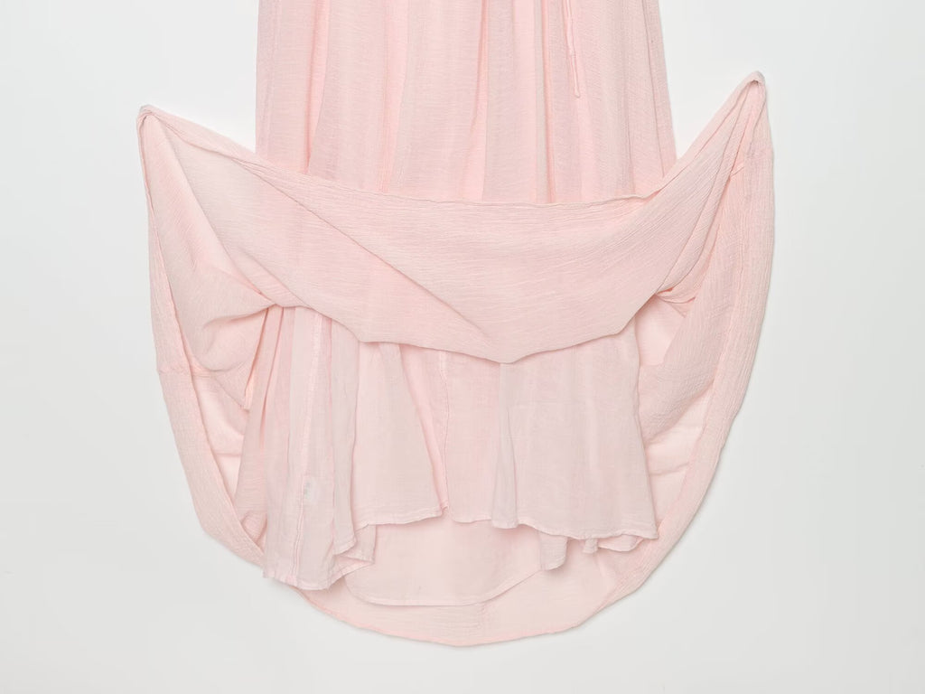 Women's fluffy gauze suspender MIDI dress