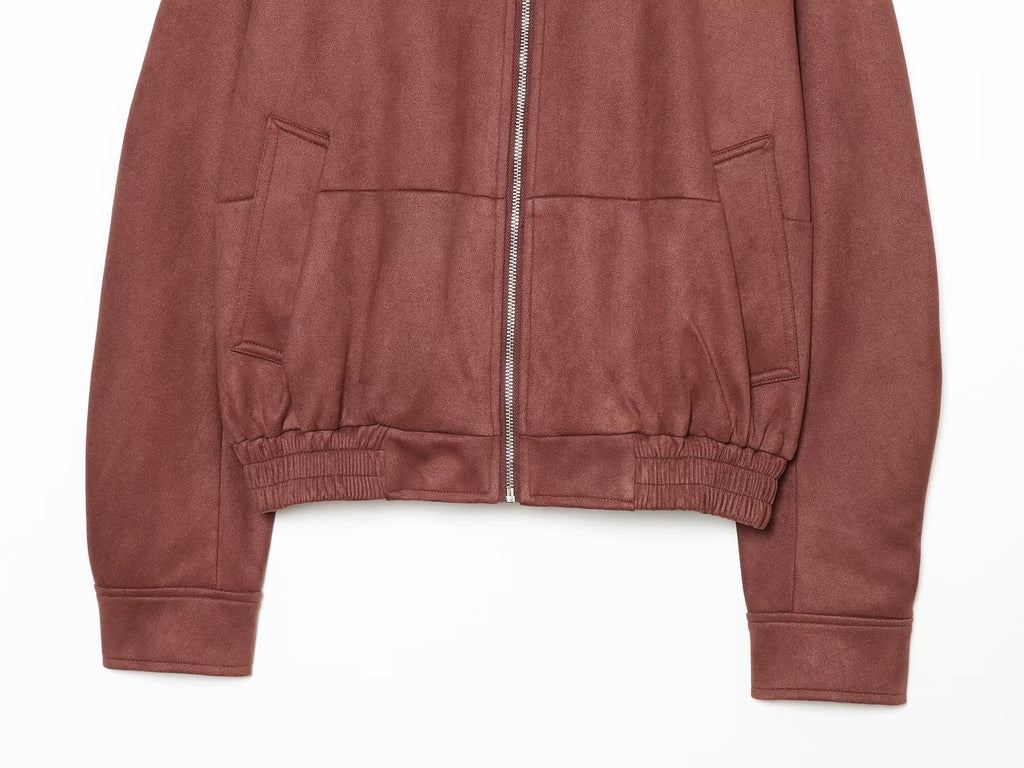 Women's standing collar faux leather pilot jacket Coat