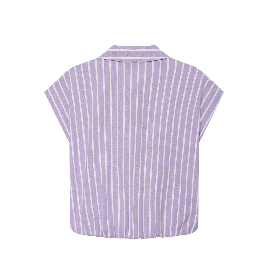 Women's striped short lapel shirt