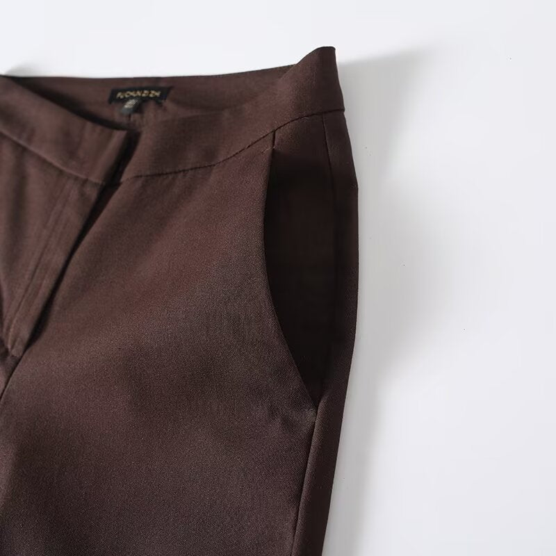 Women's slim versatile linen blend straight pants