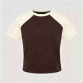 2026 women's new fashion casual slim retro contrast T-shirt