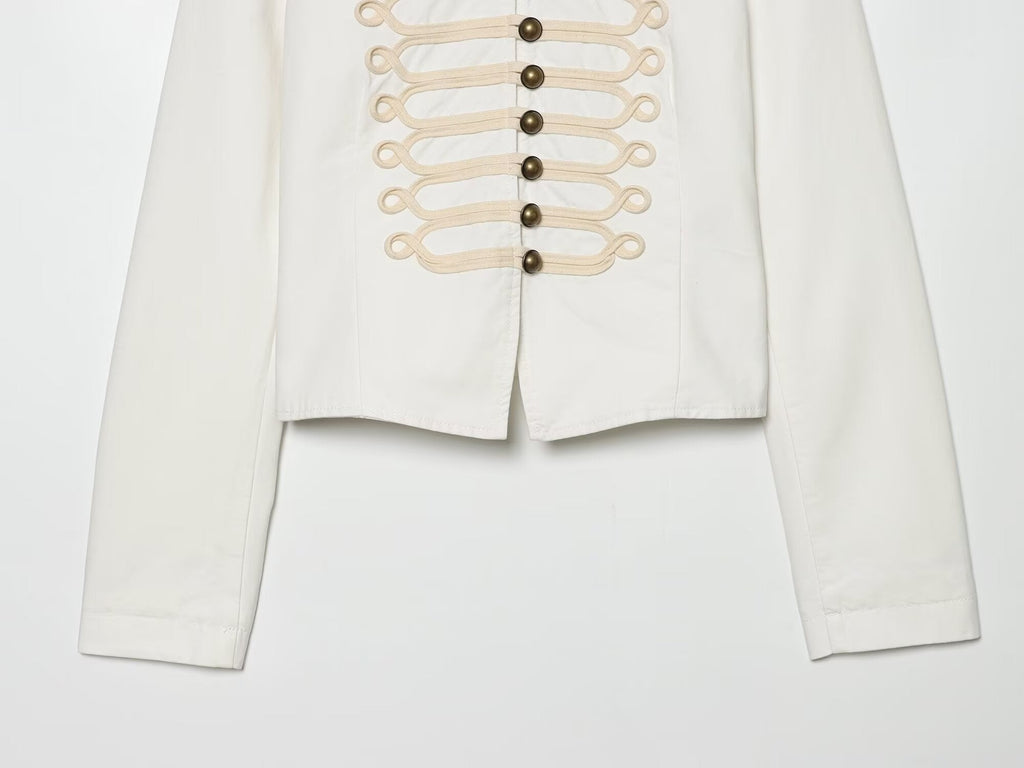 Women's rope knot decoration slim stand collar Coat
