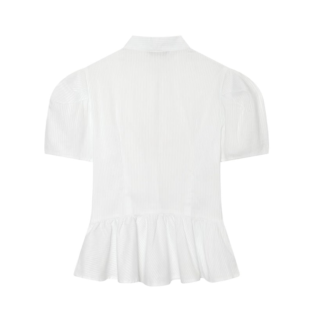 Women's short sleeved A-line-shaped striped shirt