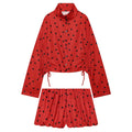 suit Women's 2 pieces lace up decorative polka dot Coat+shorts