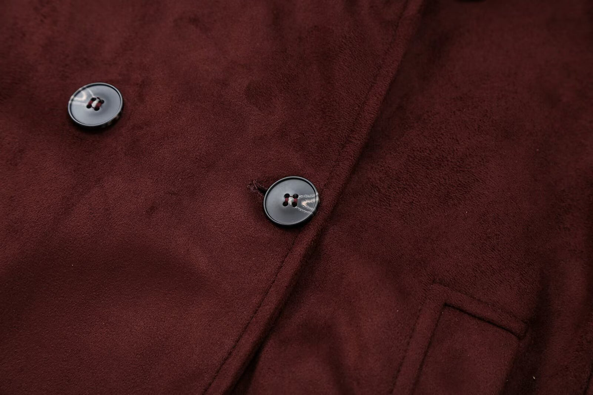 Women's with belt suede texture effect jacket Coat