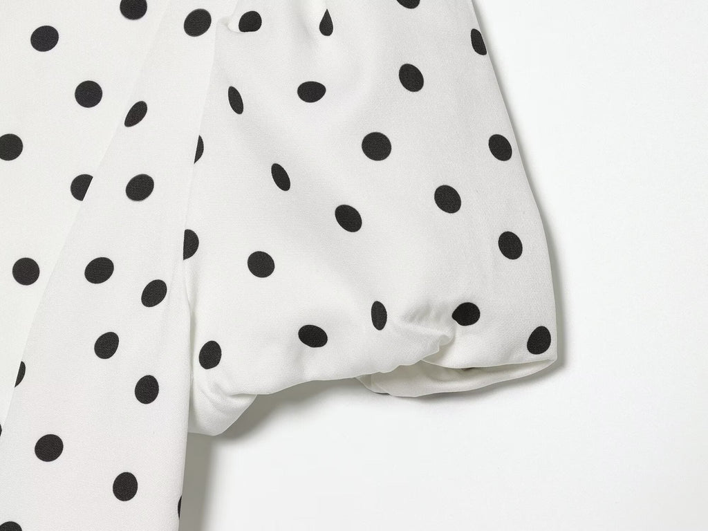 Women's bubble sleeve polka dot mini dress