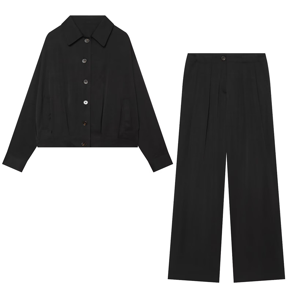 suit Women's 2 pieces balloon style lapel jacket+Pants