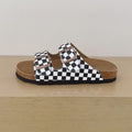 Women's 2026 new fashion cork checkerboard double buckle slippers