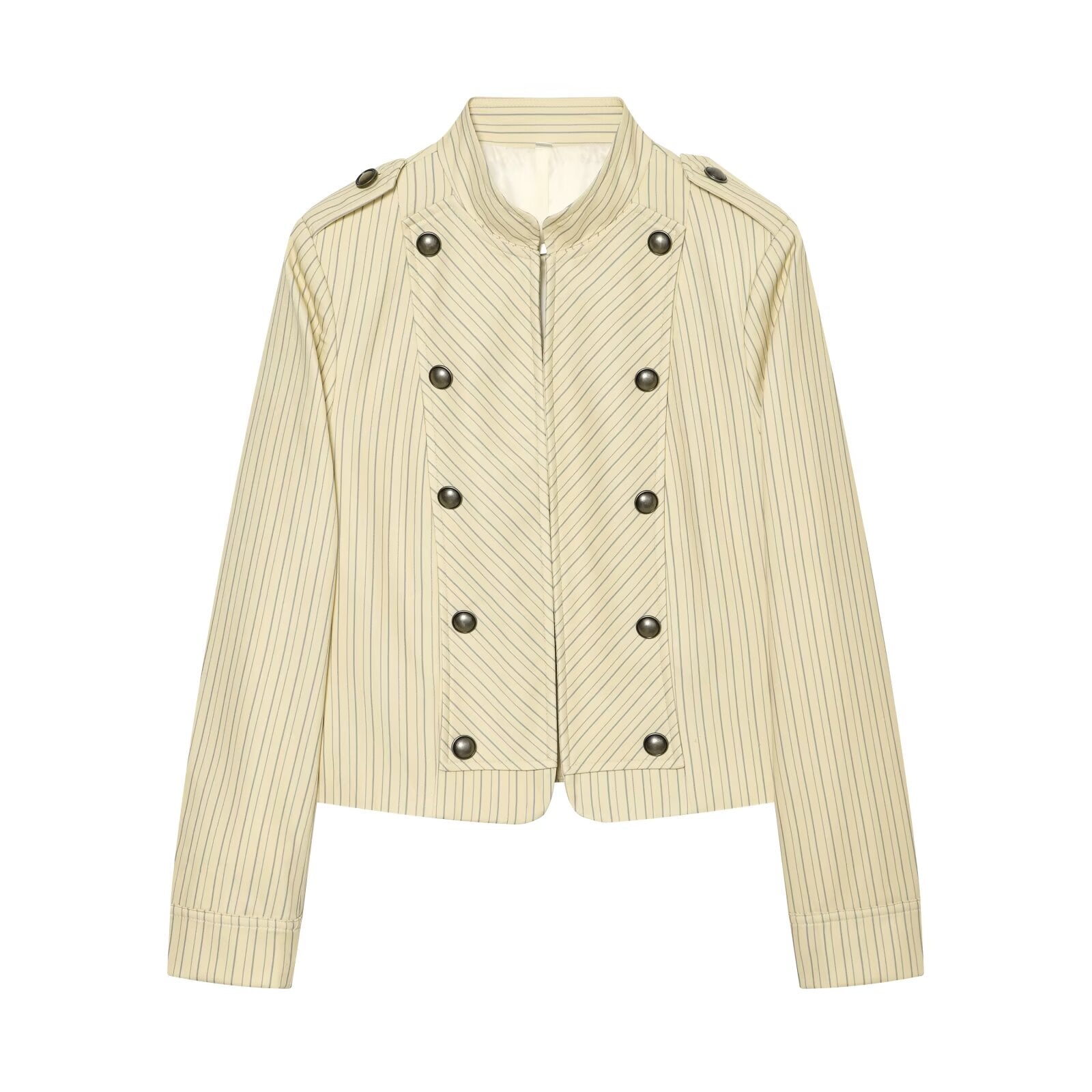 Women's striped double-breasted jacket coat
