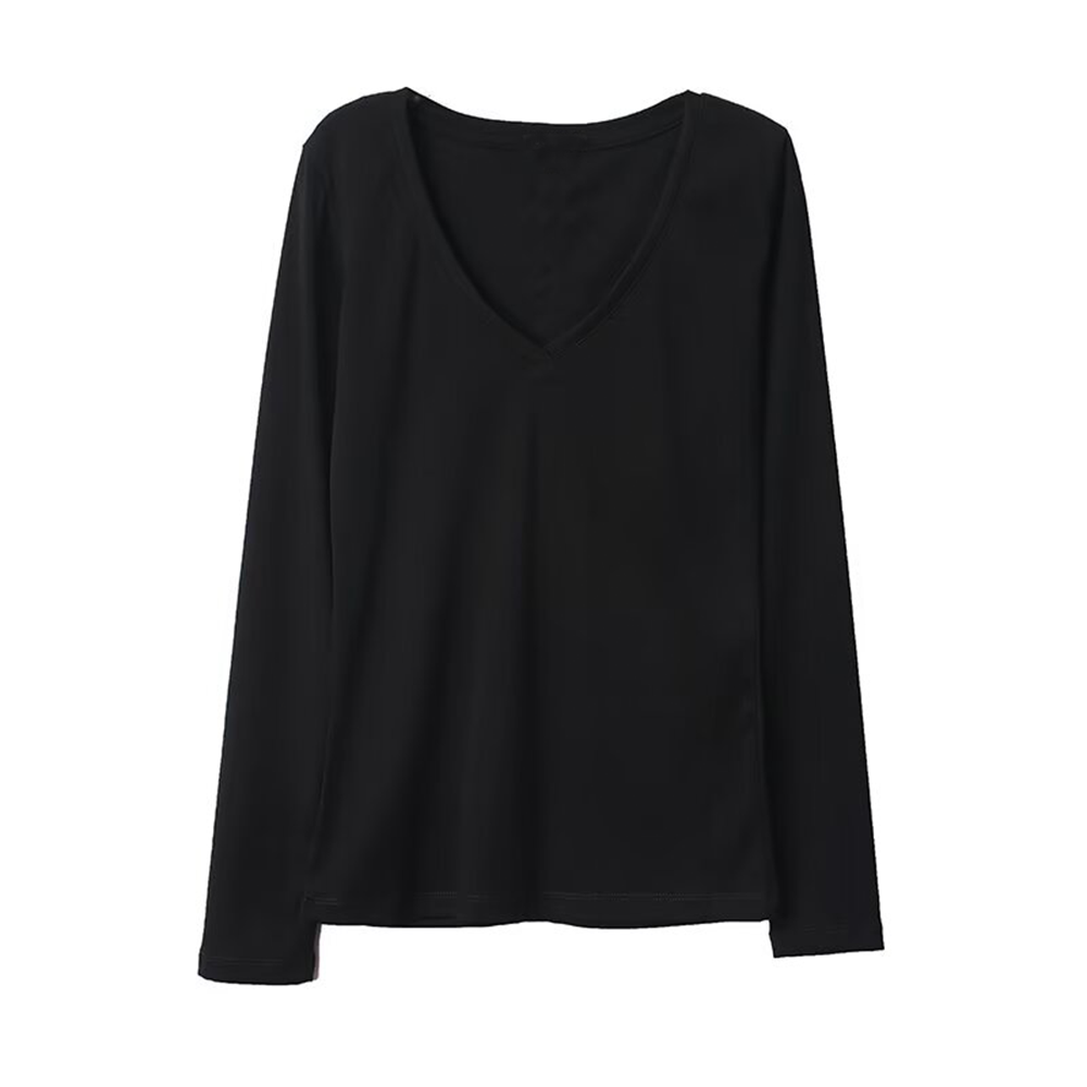 Women's slim V-neck long sleeved T-shirt
