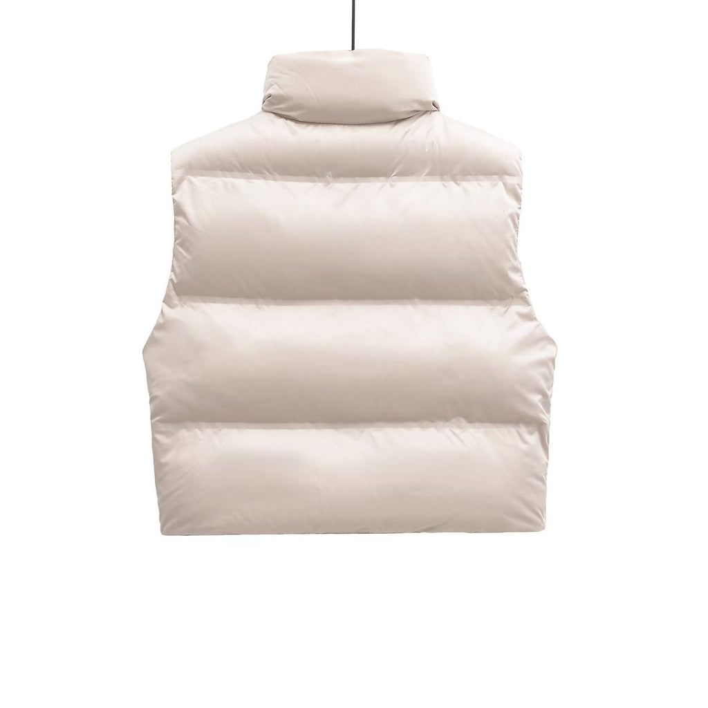 Women's short standing collar sleeveless cotton vest