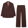 set woman 2 pieces loose linen blend Blazer Coat +straight leg pants