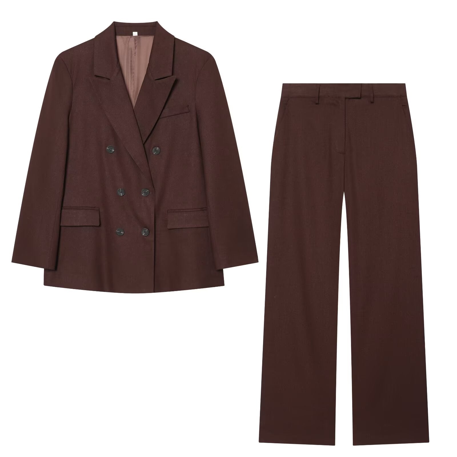 set woman 2 pieces loose linen blend Blazer Coat +straight leg pants