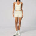 Women's new fuzzy waistbanded sports quick-dry short pants set
