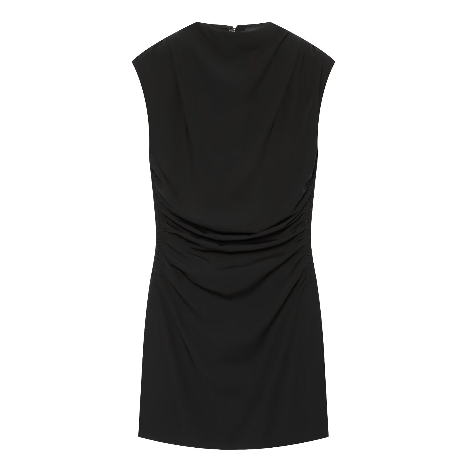Women's with shoulder pads pleats mini dress