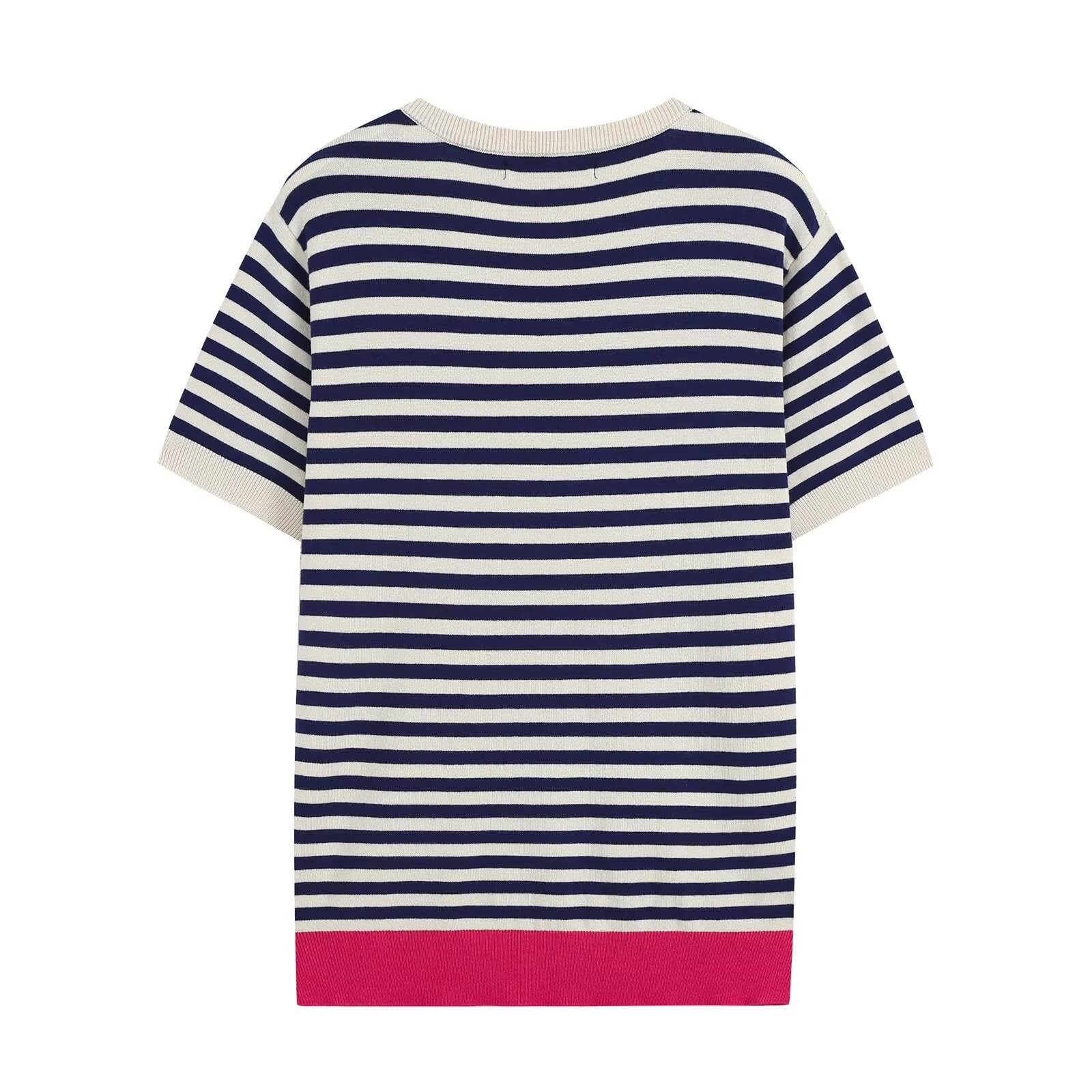 Women's round neck striped knitted top