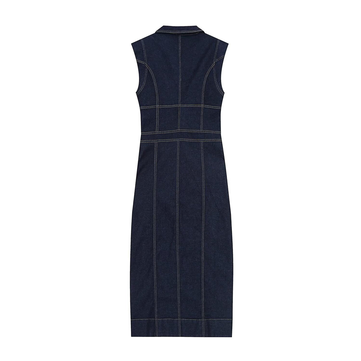 Women's sleeveless denim Midi dress