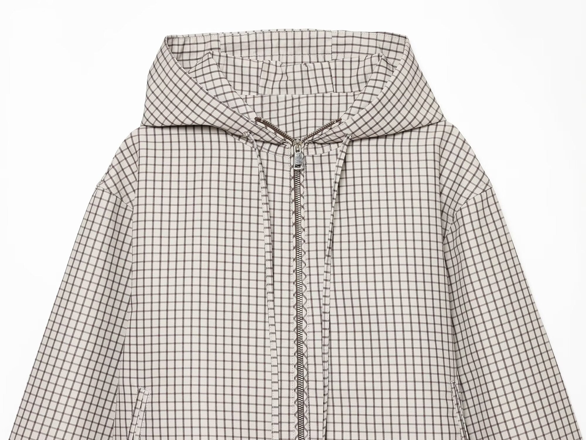 Women's casual plaid hooded jacket Coat