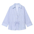 Women's bow decoration casual striped shirt