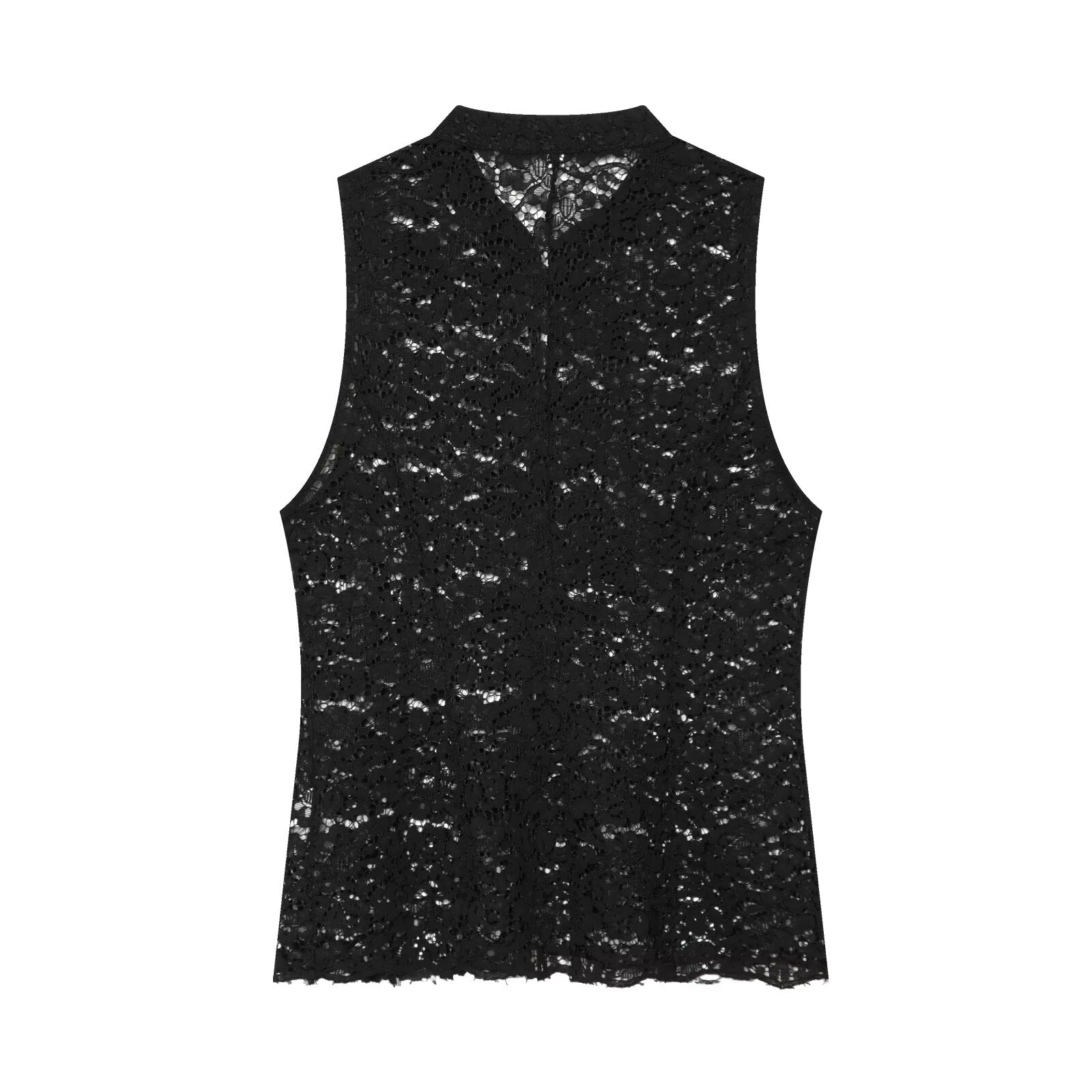 Women's rope knot decorative embossed lace top