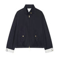Women's casual patchwork retro stand collar jacket
