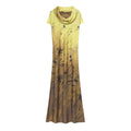 Women's printed draped collar MIDI dress