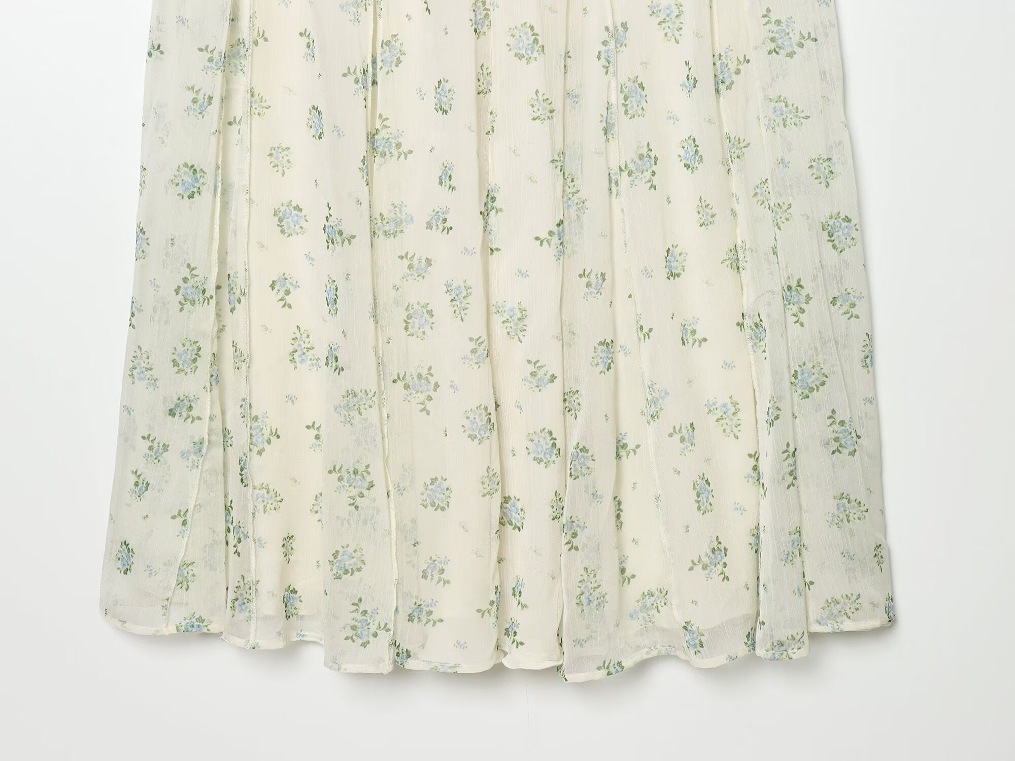 suit Women's 2 pieces chiffon floral A-line MIDI skirt+floral top