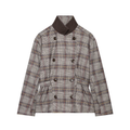 Women's straps decorative checkered Blazer Coat