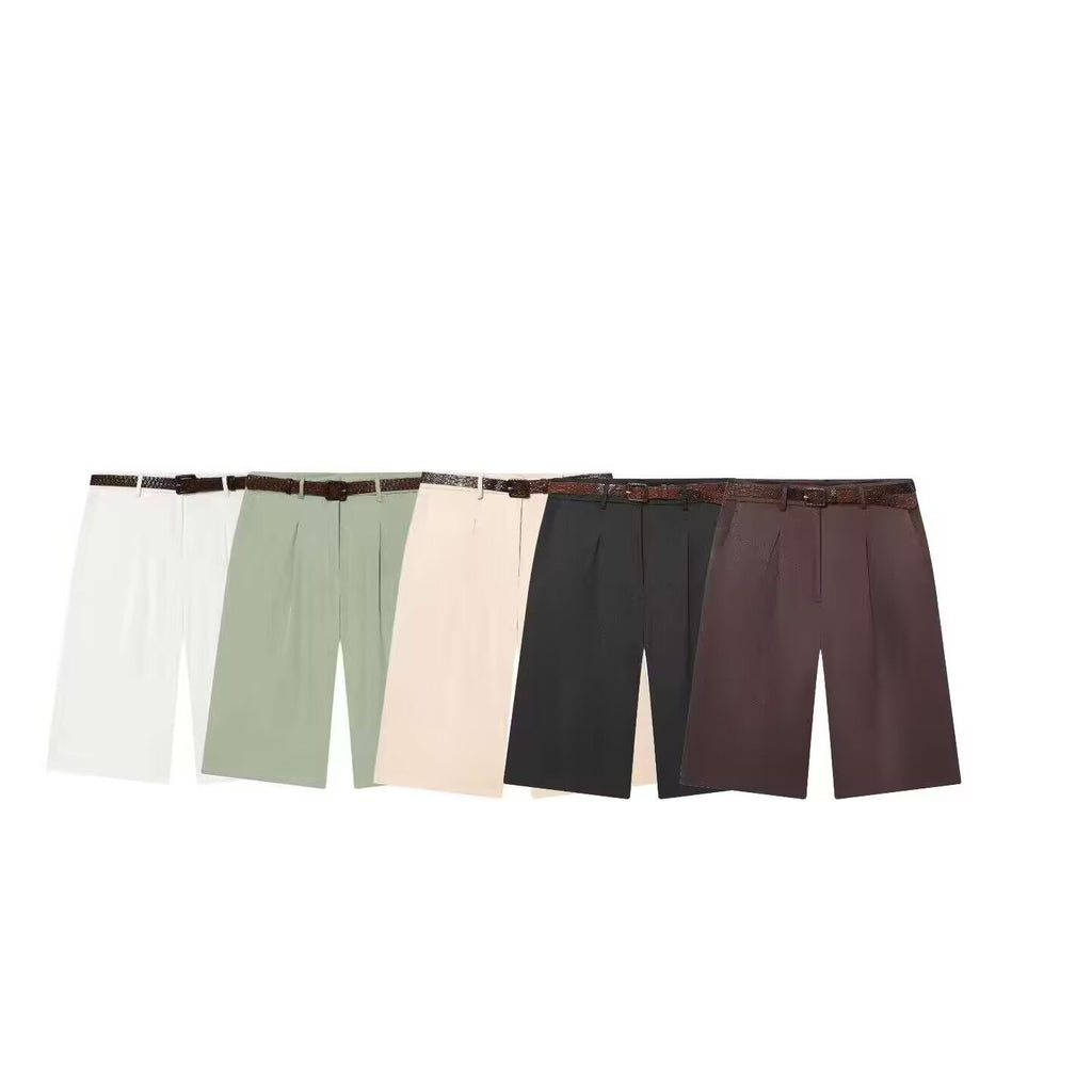 Women's With Belt casual Long style shorts
